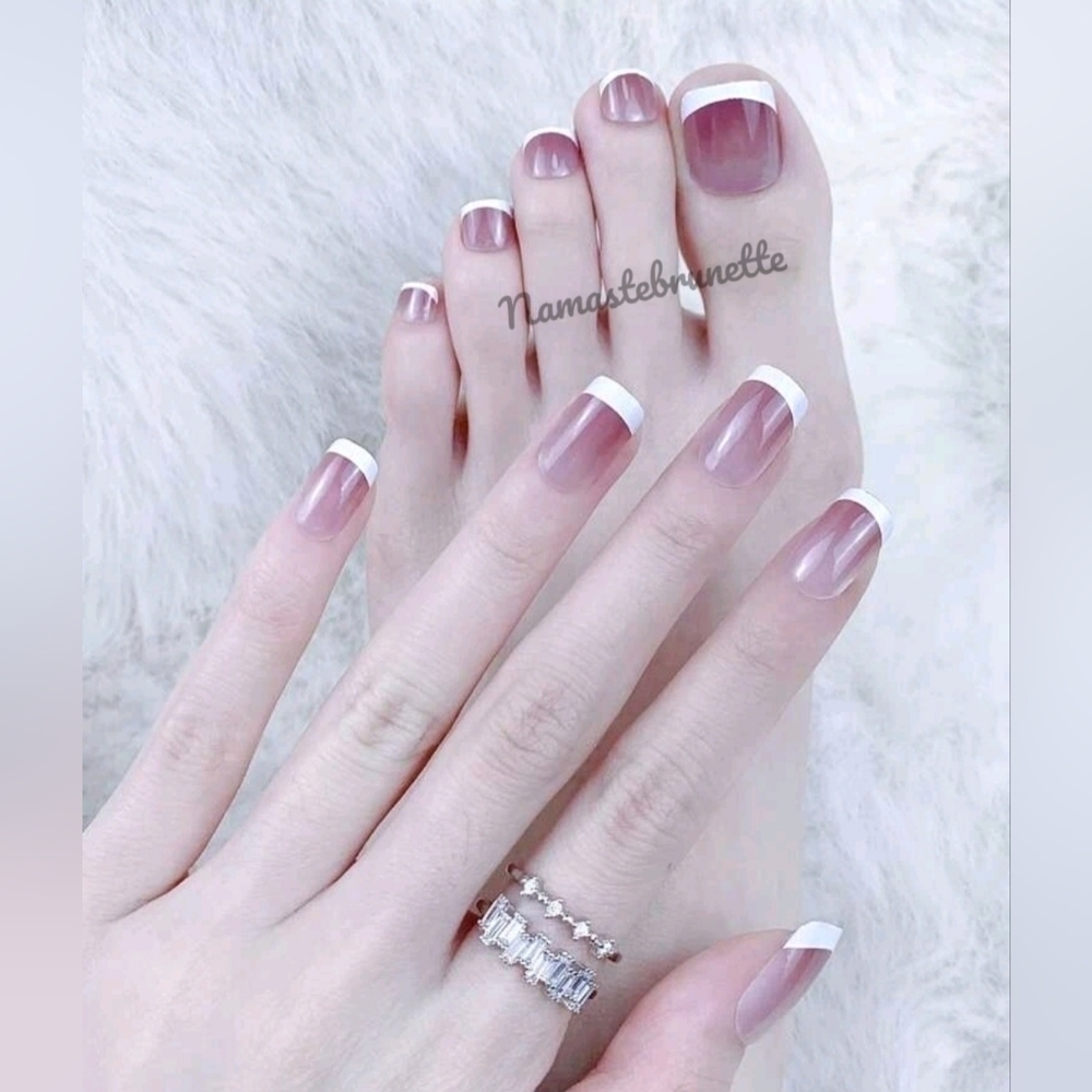 Nwt 48pcs French Manicure & Pedicure Premium Press On Nails